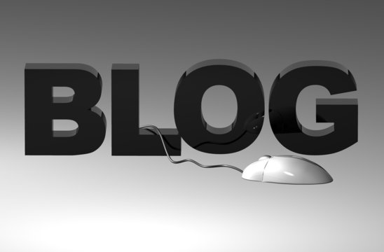 3d Black Logo BLOG with PC mouse