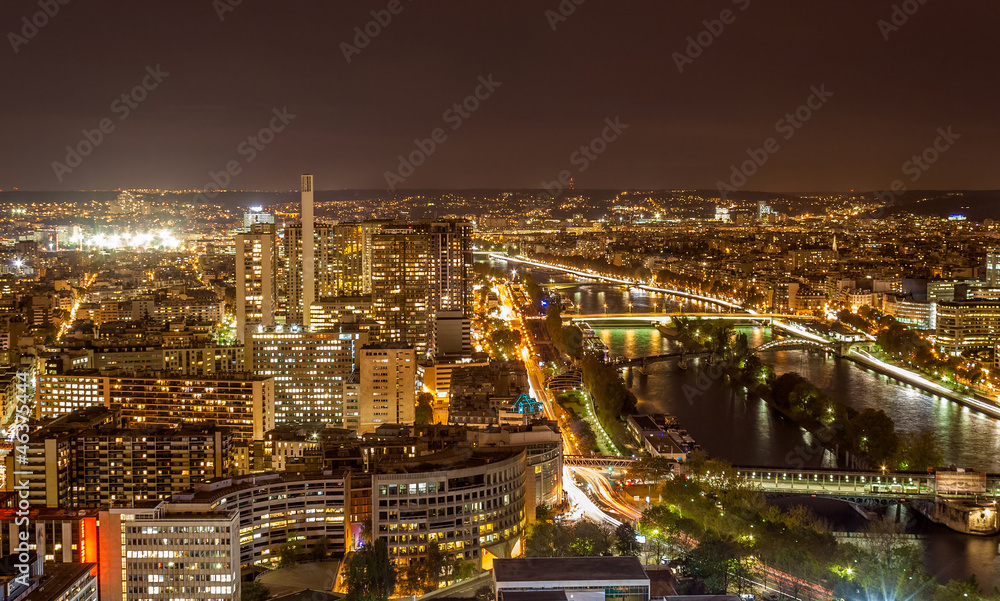 Sticker Paris and the Seine as seen from the Eiffel Tower. France