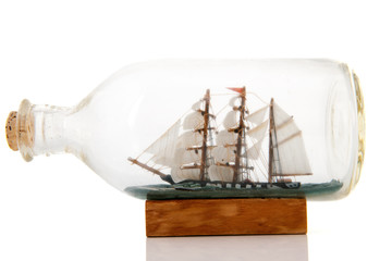 Old boat in bottle