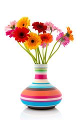 Colorful bouquet Gerber flowers in vase