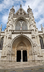 Fototapeta na wymiar Brussels - Notre Dame du Sablon gothic church - south portal.