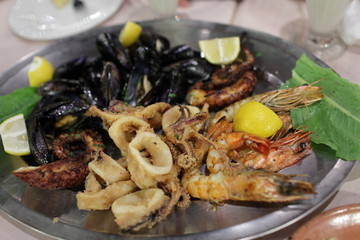 Seafood on plate