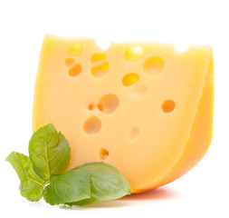 Cheese and basil leaves