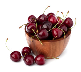 Cherry in wooden bowl