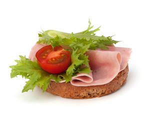 healthy sandwich with vegetable and smoked ham