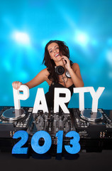 Vivacious DJ with PARTY 2013 in text