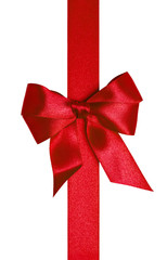 Red ribbon with bow with tails
