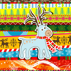 Scrapbook christmas patterns greeting card for design