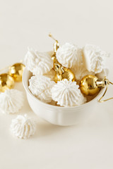 meringue cookies on Christmas table