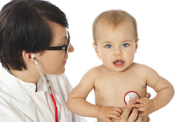 Female doctor with toddler - Ärztin mit Kleinkind