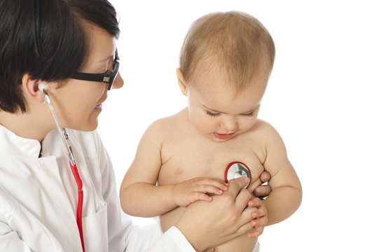 Female doctor with toddler - Ärztin mit Kleinkind