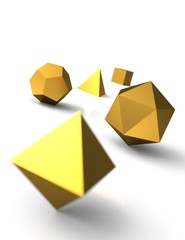 Platonische Körper in 3D - Edel Gold 3