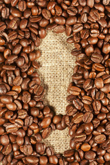 Coffee beans in the shape of an exclamation mark