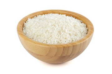 rice in a bamboo bowl