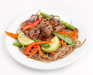 meat with vegetables and noodles
