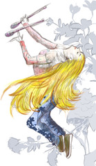 gymnastics and circus - full sized hand drawing (digital tablet)