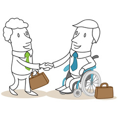 Geschäftsleute, Handschlag, Geschäftspartner, Rollstuhl