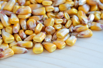 The corn on a wood background.
