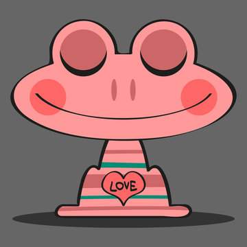 Cute Pink Frog In Love