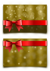 Goldene Schilder mit roter Schleife