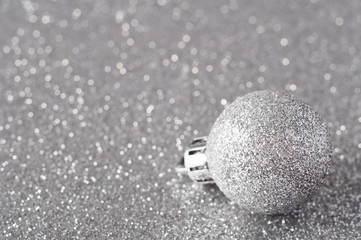 Silver Bauble on Glitter