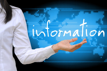 working women hand holding information