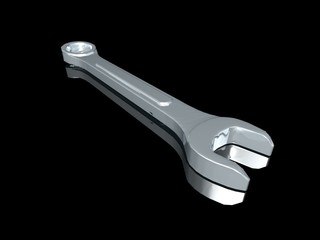 Spanner on black - 3D illustration