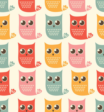 Fototapeta owls seamless patern