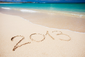 Fototapeta na wymiar New year background of beach with 