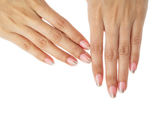 Women hands with nail manicure