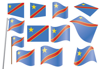 set of flags of Democratic Republic of the Congo