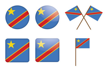 set of badges with flag of Democratic Republic of the Congo