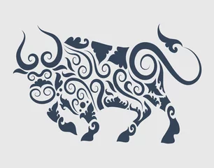 Fotobehang Bull tattoo vector © ComicVector