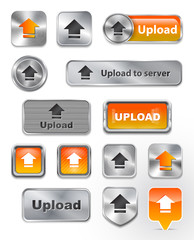Collection of Upload metallic and glossy buttons