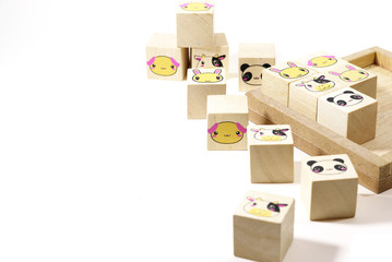 Obraz premium Wooden toy blocks on white