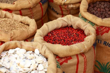  Traditional spices and dry fruits in local bazaar in India. © Curioso.Photography