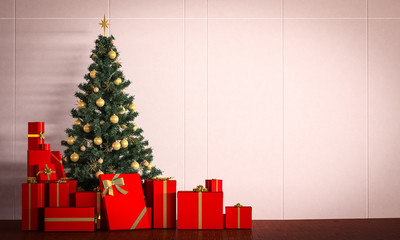 christmas tree with box of present