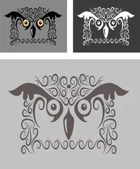 Wandcirkels aluminium Bird ornament 5 (owl) © ComicVector