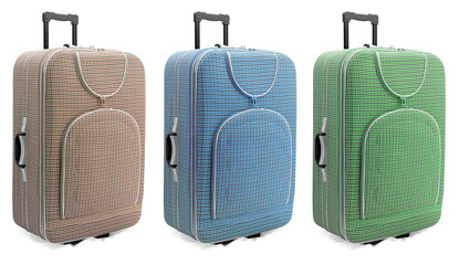 Pastel colours travel suitcases set - isolated