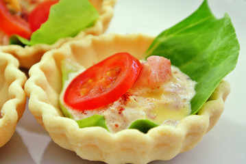 Homemade mini quiche of tuna and vegetables.