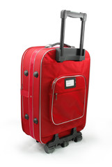 Red travel suitcase (trolley) - isolated