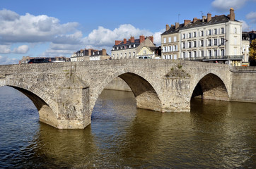 Obraz premium The old bridge at Laval in France