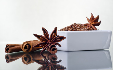 Star anise, cinnamon and flax