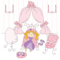 Vector illustration of a  princess bedroom