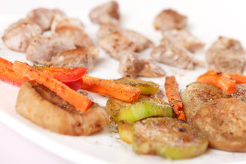 meat with grilled vegetables