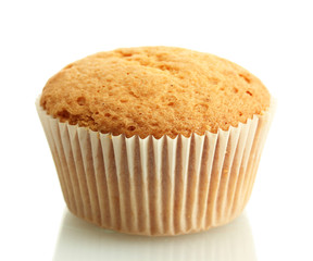 tasty muffin cake, isolated on white