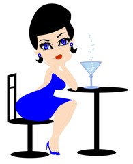 Lady with martini waiting for her man