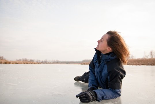 Winter lifestyle - lying on ice