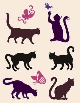 Six cat silhouette