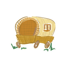 Illustration of gypsy wagon sketch